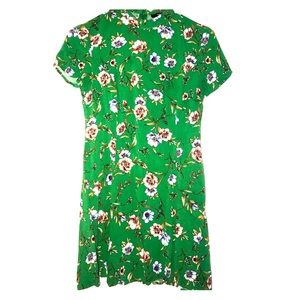 Floral Green High Neck Mini Dress